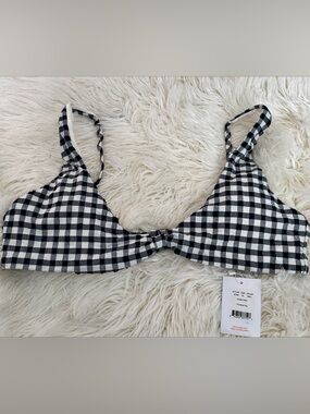 Andie Black and White Gingham Bikini Top
